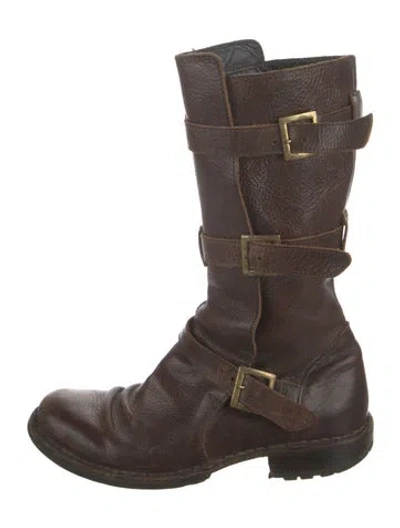Pre-owned Fiorentini + Baker Leather Moto Boots In Brown