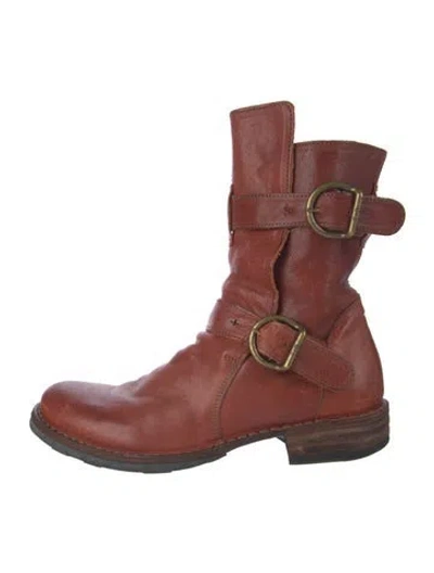 Pre-owned Fiorentini + Baker Leather Moto Boots In Red