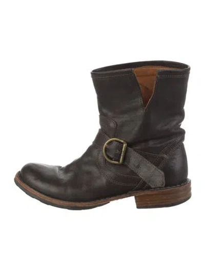 Pre-owned Fiorentini + Baker Leather Printed Moto Boots In Brown