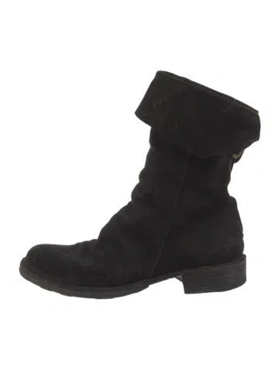 Pre-owned Fiorentini + Baker Suede Combat Boots In Black