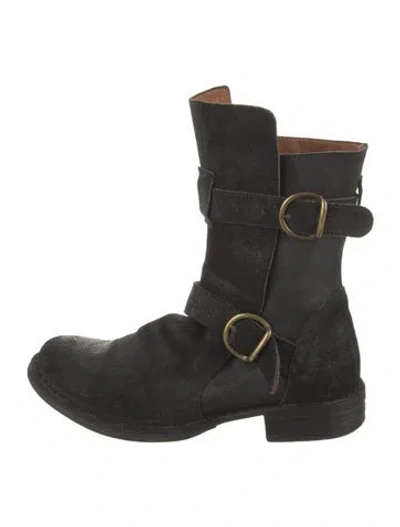 Pre-owned Fiorentini + Baker Suede Moto Boots In Black
