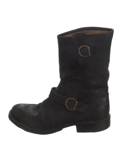 Pre-owned Fiorentini + Baker Suede Moto Boots In Black
