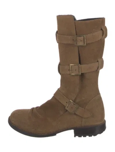 Pre-owned Fiorentini + Baker Suede Moto Boots In Brown
