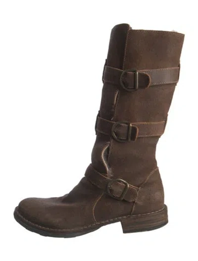 Pre-owned Fiorentini + Baker Suede Moto Boots In Brown