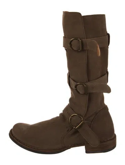 Pre-owned Fiorentini + Baker Suede Moto Boots In Brown