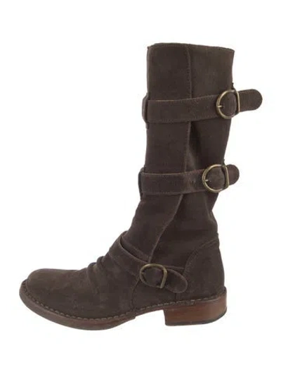 Pre-owned Fiorentini + Baker Suede Moto Boots In Brown