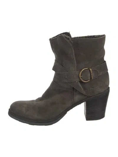 Pre-owned Fiorentini + Baker Suede Moto Boots In Gray