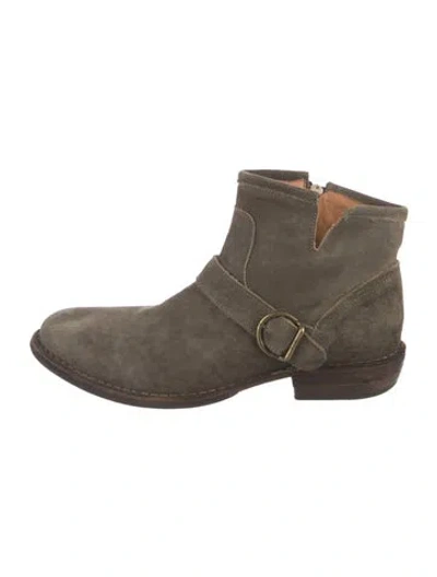 Pre-owned Fiorentini + Baker Suede Moto Boots In Green
