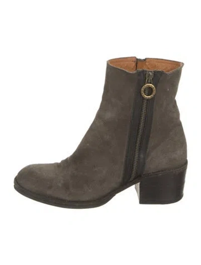 Pre-owned Fiorentini + Baker Suede Moto Boots In Neutral