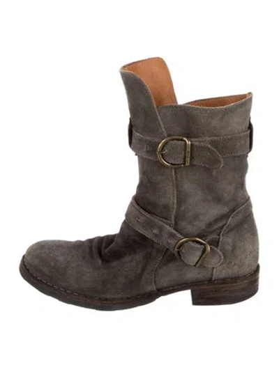Pre-owned Fiorentini + Baker Suede Moto Boots In Neutrals