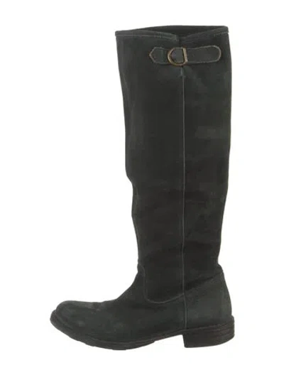 Pre-owned Fiorentini + Baker Suede Riding Boots In Black/green