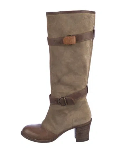 Pre-owned Fiorentini + Baker Suede Riding Boots In Neutral