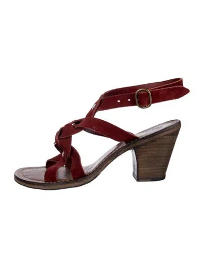 Pre-owned Fiorentini + Baker Suede Sandals In Burgundy
