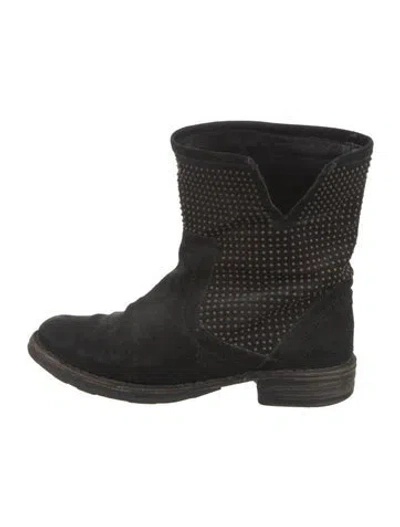 Pre-owned Fiorentini + Baker Suede Studded Accents Moto Boots In Black