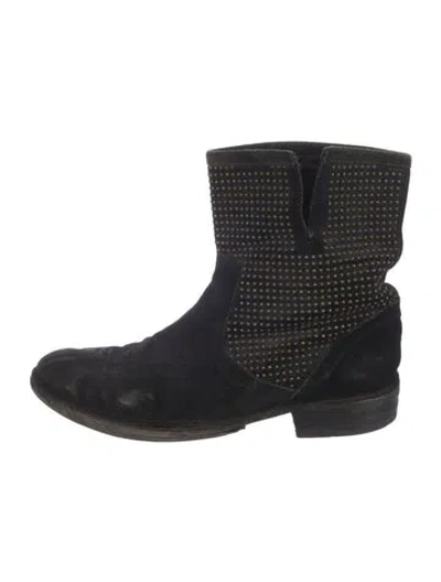 Pre-owned Fiorentini + Baker Suede Studded Accents Moto Boots In Blue