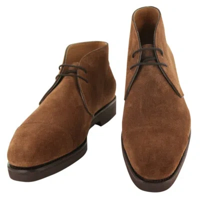 Pre-owned Fiori Di Lusso Brown Suede Chukka Boots - (5u)