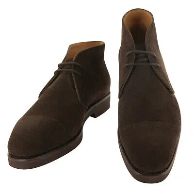 Pre-owned Fiori Di Lusso Dark Brown Suede Chukka Boots - (5w)