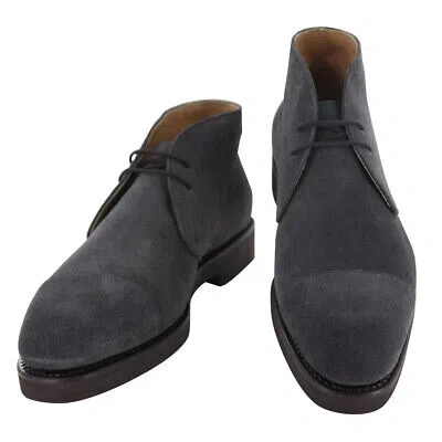 Pre-owned Fiori Di Lusso Gray Suede Chukka Boots - (5s)