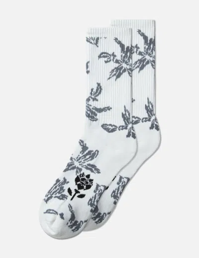 Fiori Golf Jacquard Flower Crew Sock In White