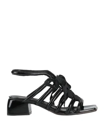 Fiorifrancesi Woman Sandals Black Size 7 Leather