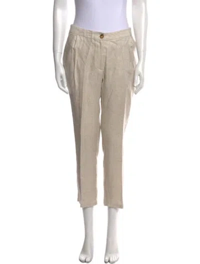Pre-owned Fiorla Linen Straight Leg Pants In Neutral