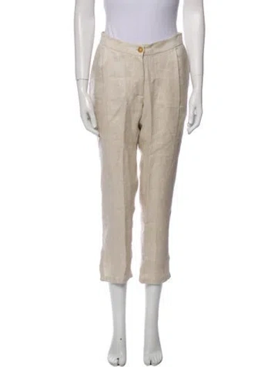 Pre-owned Fiorla Linen Straight Leg Pants In Neutral