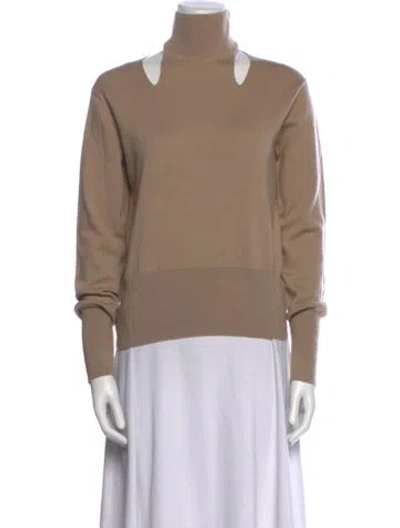 Pre-owned Fiorla Merino Wool Mock Neck Sweater In Neutral