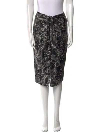 Pre-owned Fiorla Paisley Print Knee-length Skirt In Black