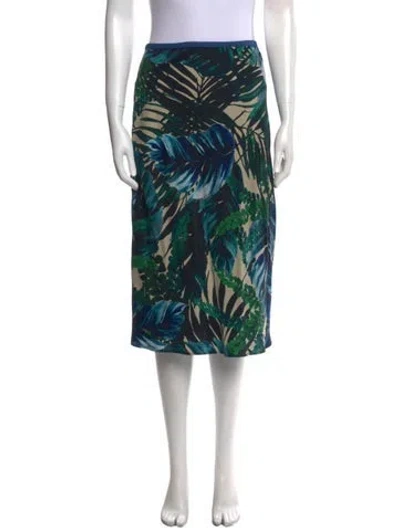 Pre-owned Fiorla Silk Knee-length Skirt W/ Tags In Green