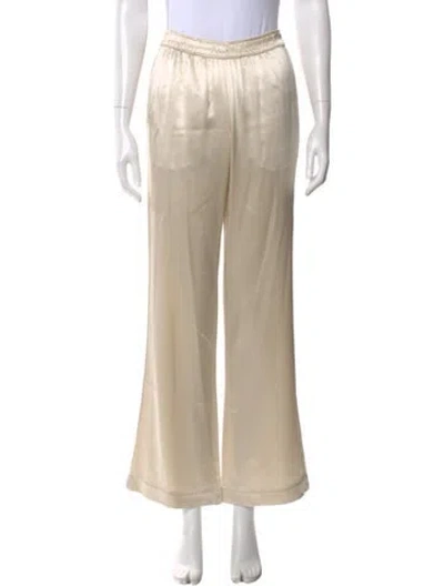 Pre-owned Fiorla Silk Wide Leg Pants In Neutral