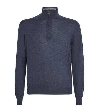 Fioroni Cashmere Cashmere Quarter-zip Sweater In Navy
