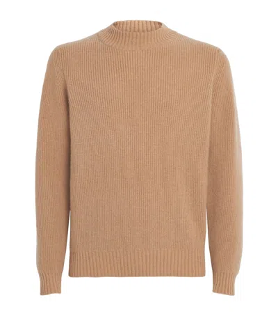 Fioroni Cashmere Cashmere Ribbed Sweater In Brown