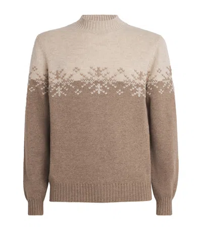Fioroni Cashmere Cashmere Snowflake Sweater In Beige