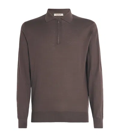 Fioroni Cashmere Cotton-cashmere Polo Sweater In Brown