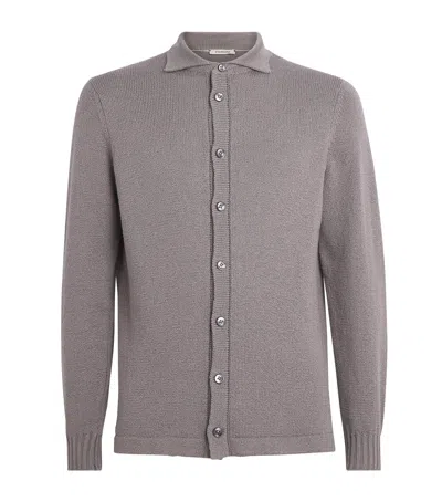 Fioroni Cashmere Cotton Collar Cardigan In Gray