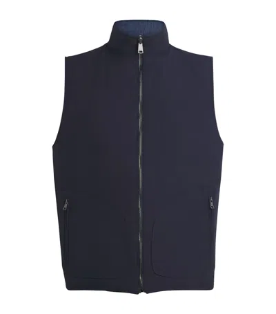 Fioroni Cashmere Down Linen Reversible Gilet In Blue