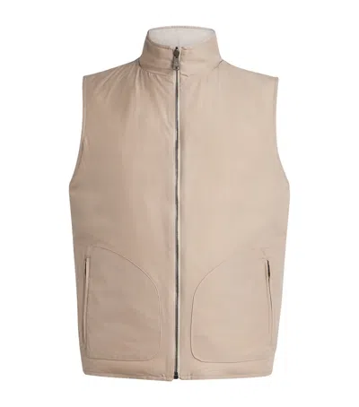 Fioroni Cashmere Down Linen Reversible Gilet In White
