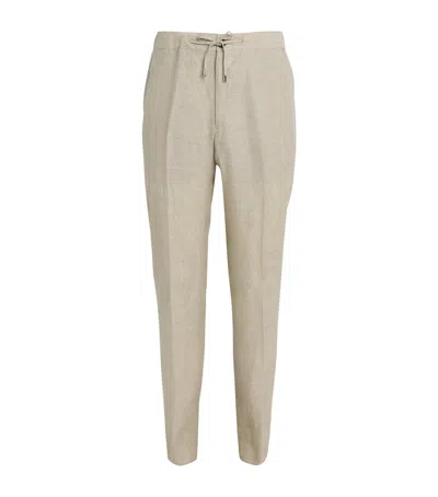 Fioroni Cashmere Linen Drawstring Trousers In Nude