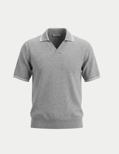 Fioroni Cashmere Men's Cotton Johnny Collar Polo In Grey In Gray