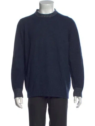 Pre-owned Fioroni Cashmere Mock Neck Pullover In Blue