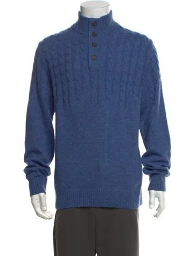 Pre-owned Fioroni Cashmere Mock Neck Pullover In Blue