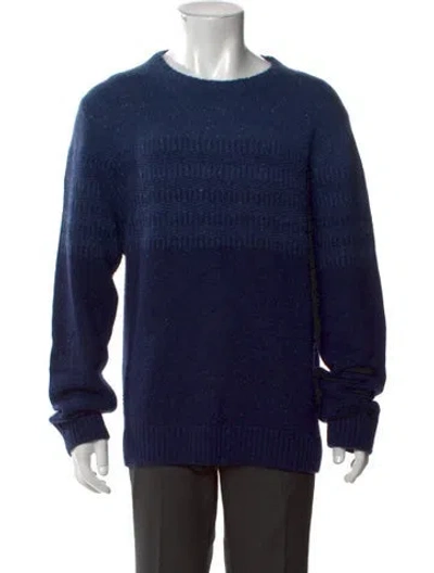 Pre-owned Fioroni Cashmere Tweed Pattern Pullover In Blue