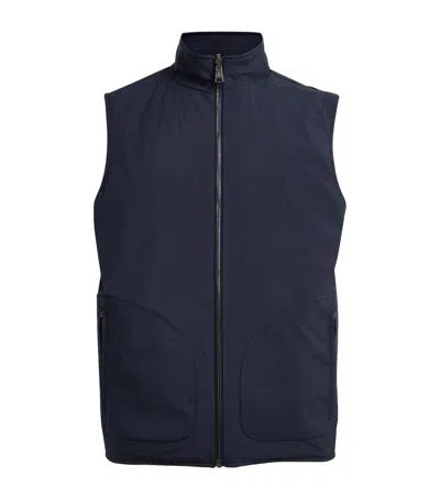 Fioroni Cashmere Virgin Wool Down Reversible Gilet In Blue