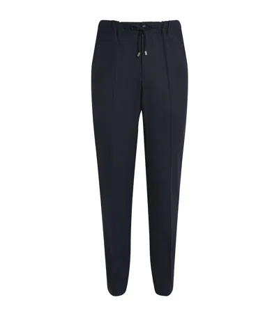 Fioroni Cashmere Virgin Wool Drawstring Trousers In Blue