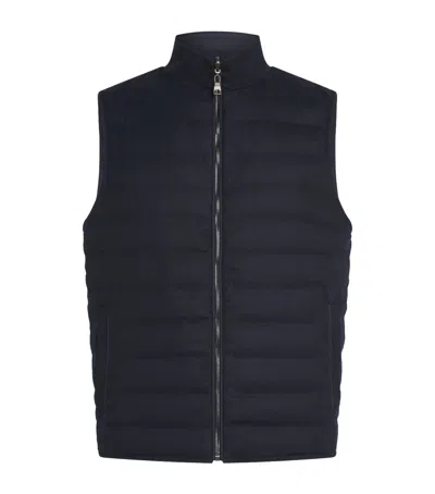Fioroni Cashmere Virgin Wool Reversible Down Gilet In Blue