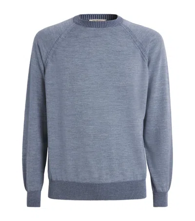 Fioroni Cashmere Virgin Wool Reversible Sweatshirt In Blue