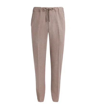 Fioroni Cashmere Virgin Wool Straight Chinos In Beige