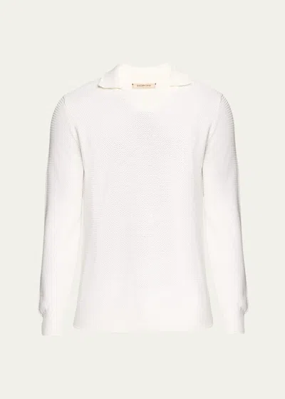 Fioroni Long-sleeve Cotton-silk Polo Sweater In White