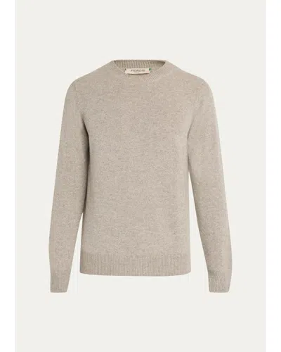 Fioroni Men's 3-ply Cashmere Crewneck Sweater In Neutral
