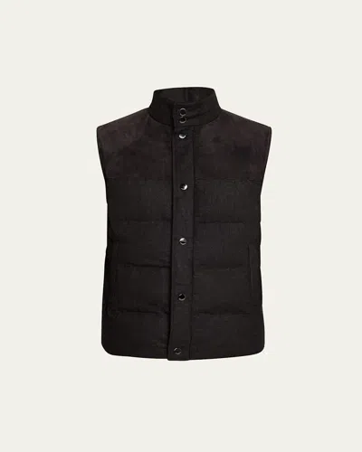Fioroni Men's Cashmere And Leather Down Vest In Anthracite